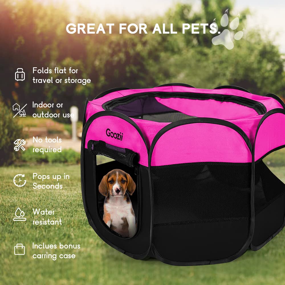 Goozii Pet Playpen in S [29" x 29" x 17"], Pink
