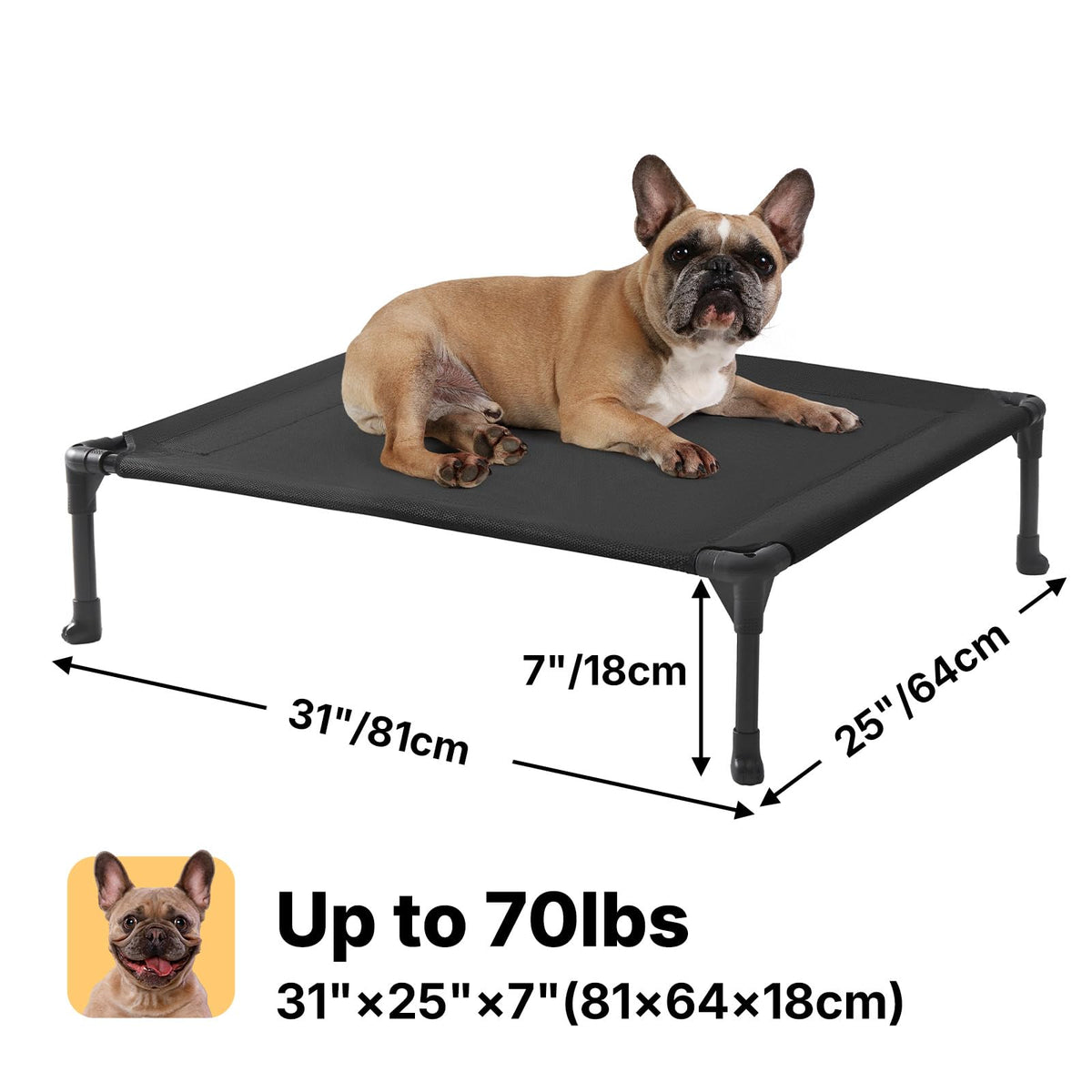 Veehoo Pet Bed Mat in 32.0"L x 25.0"W x 7.0"Th, Black