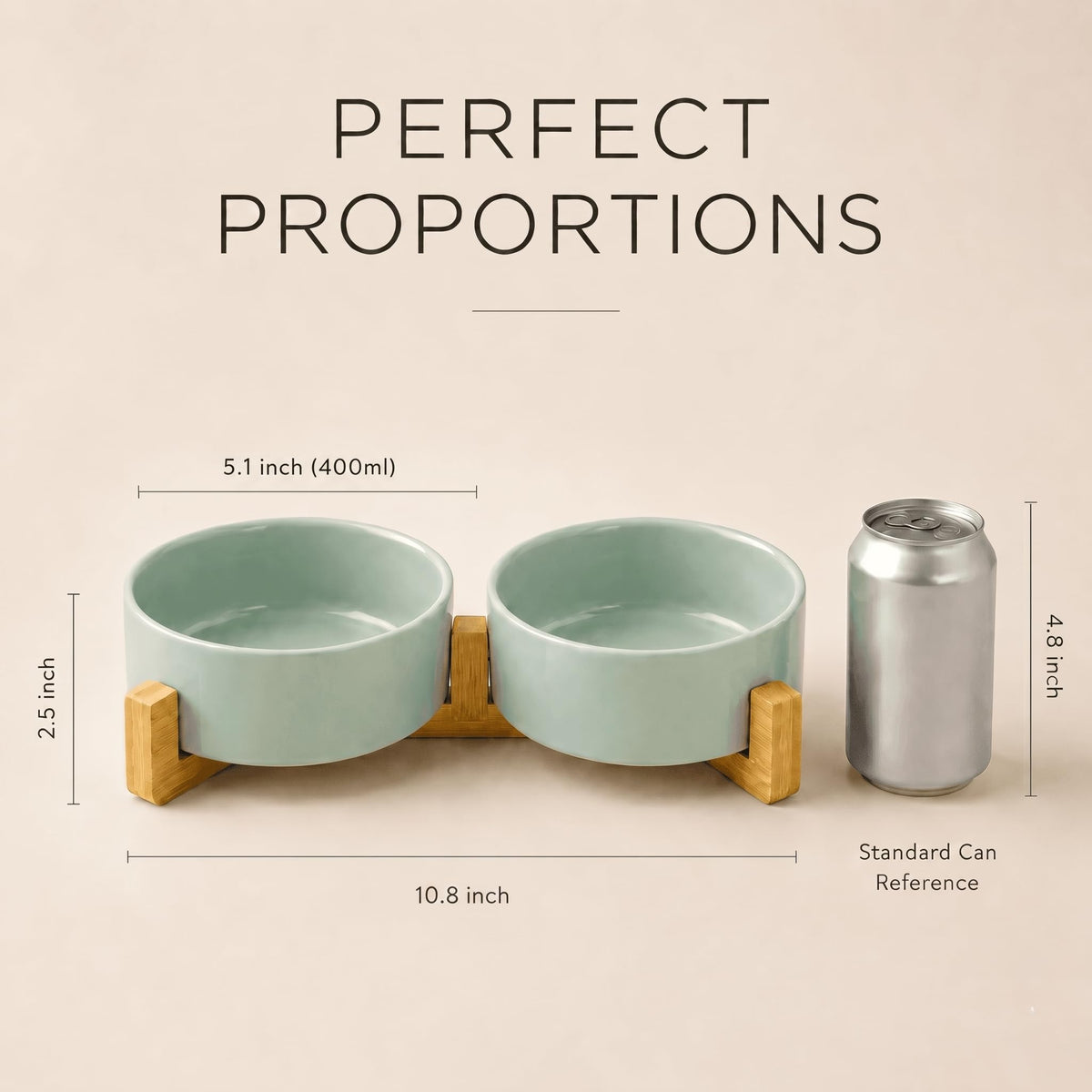 SPUNKYJUNKY Pet Feeder in 1.7 cups, Morandi Green × 2