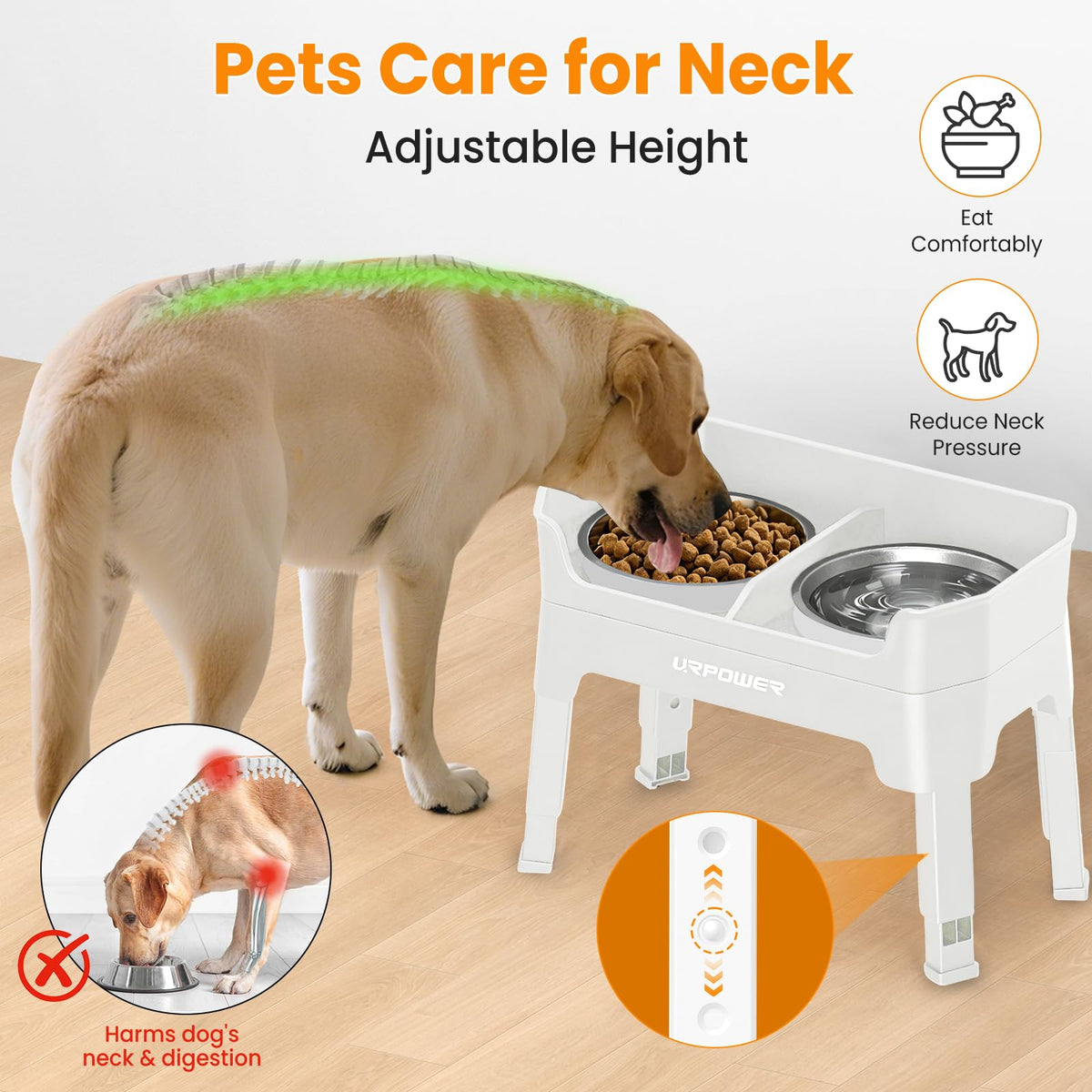 URPOWER Pet Feeder in Large, Light Grey