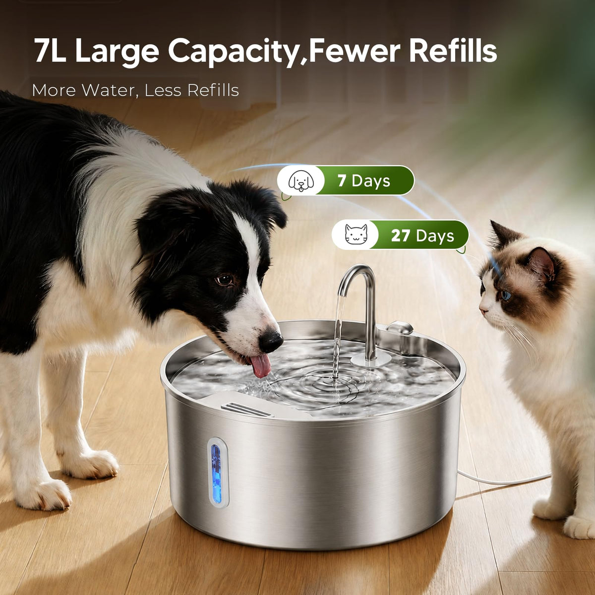 PEKTACO Animal Water Dispenser in silvery