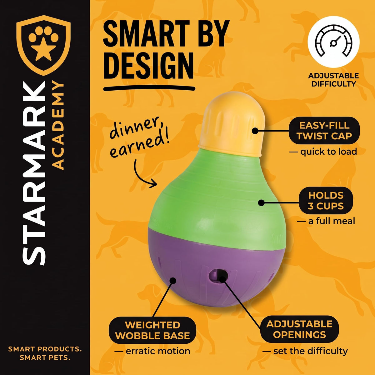 Starmark Pet Toy in Small, Green, purple, and yellow