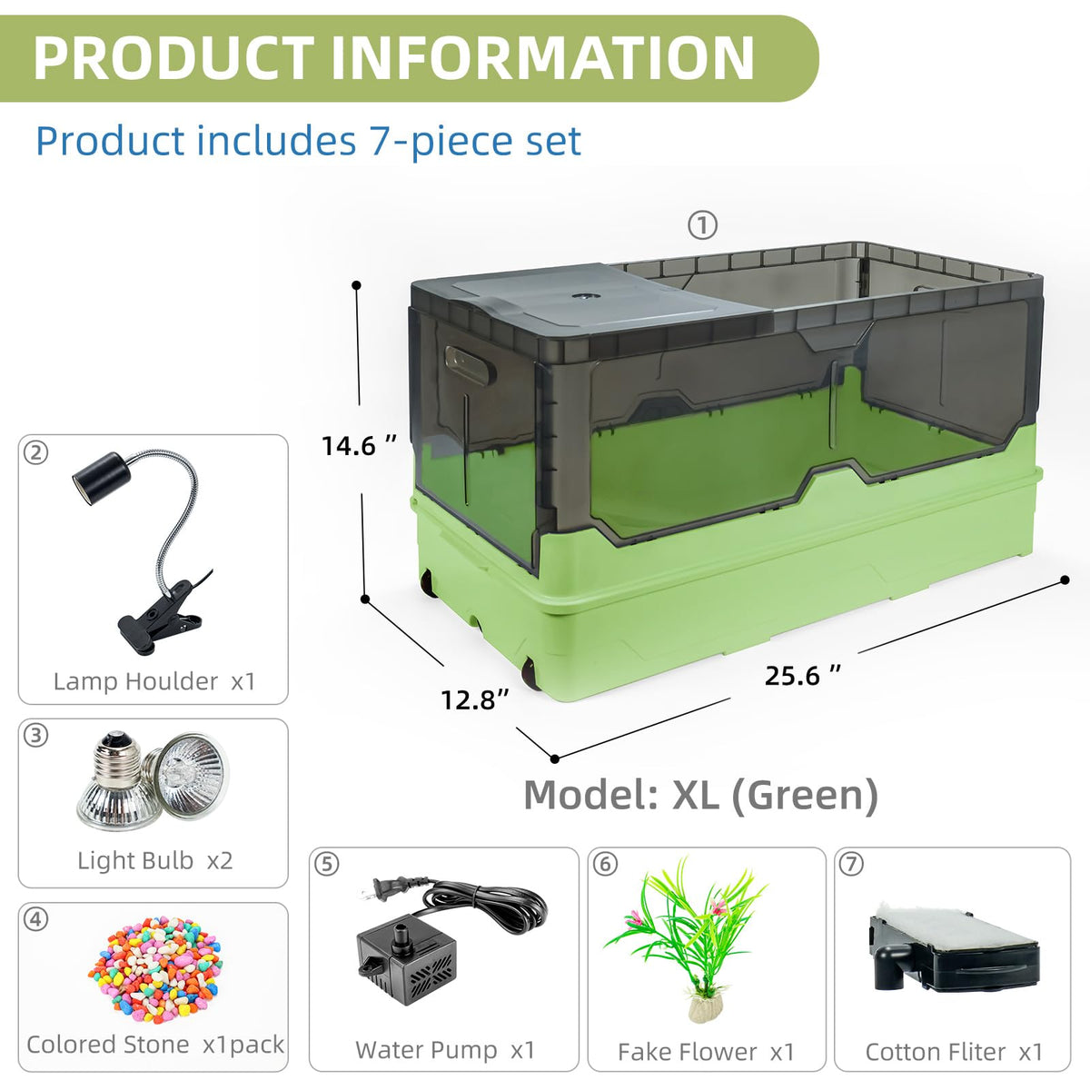Wedoelsim Vivarium in 25.6x12.8x14.6 Inch, Green