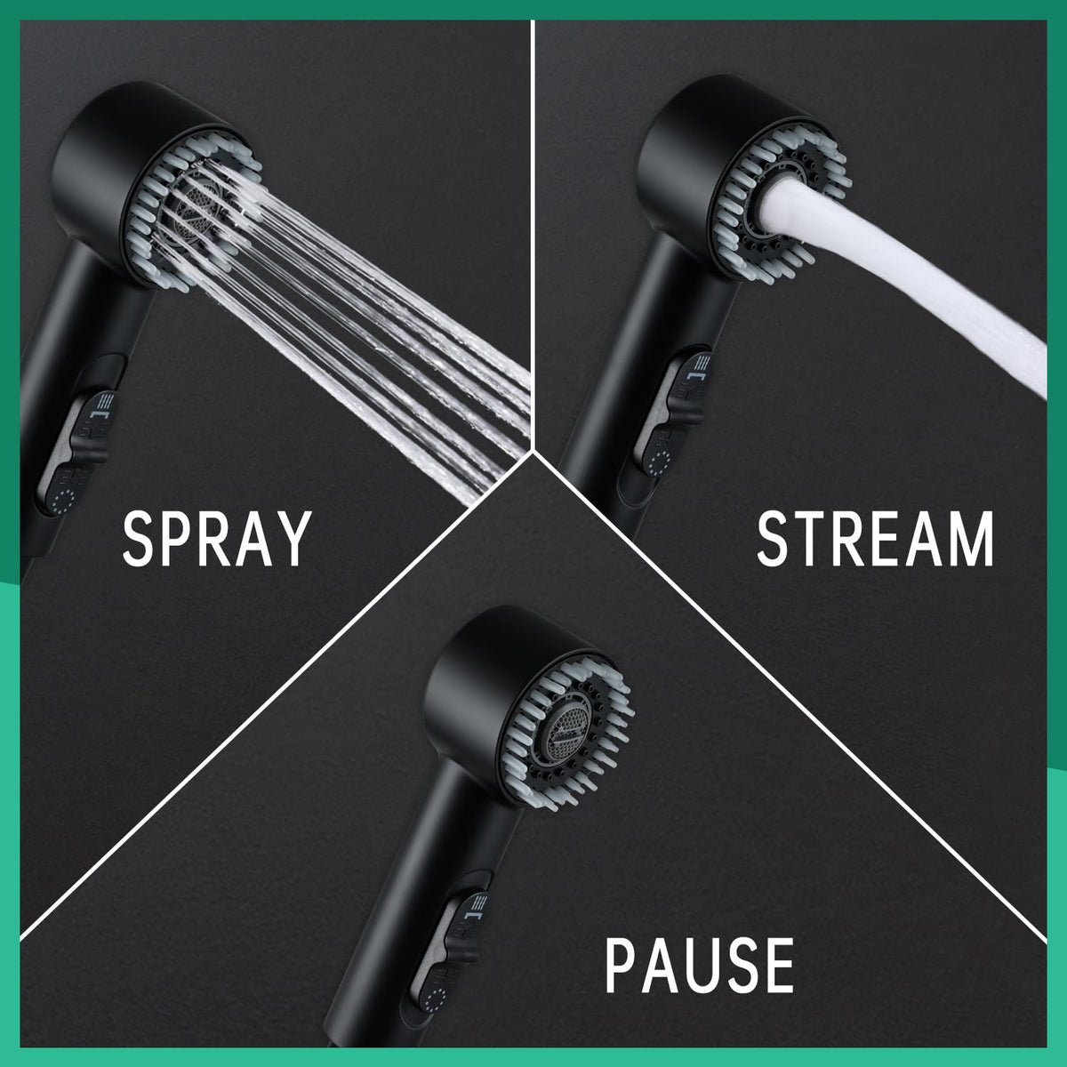 V-Frankness Showerhead in 78 Inches Hose, Matte Black