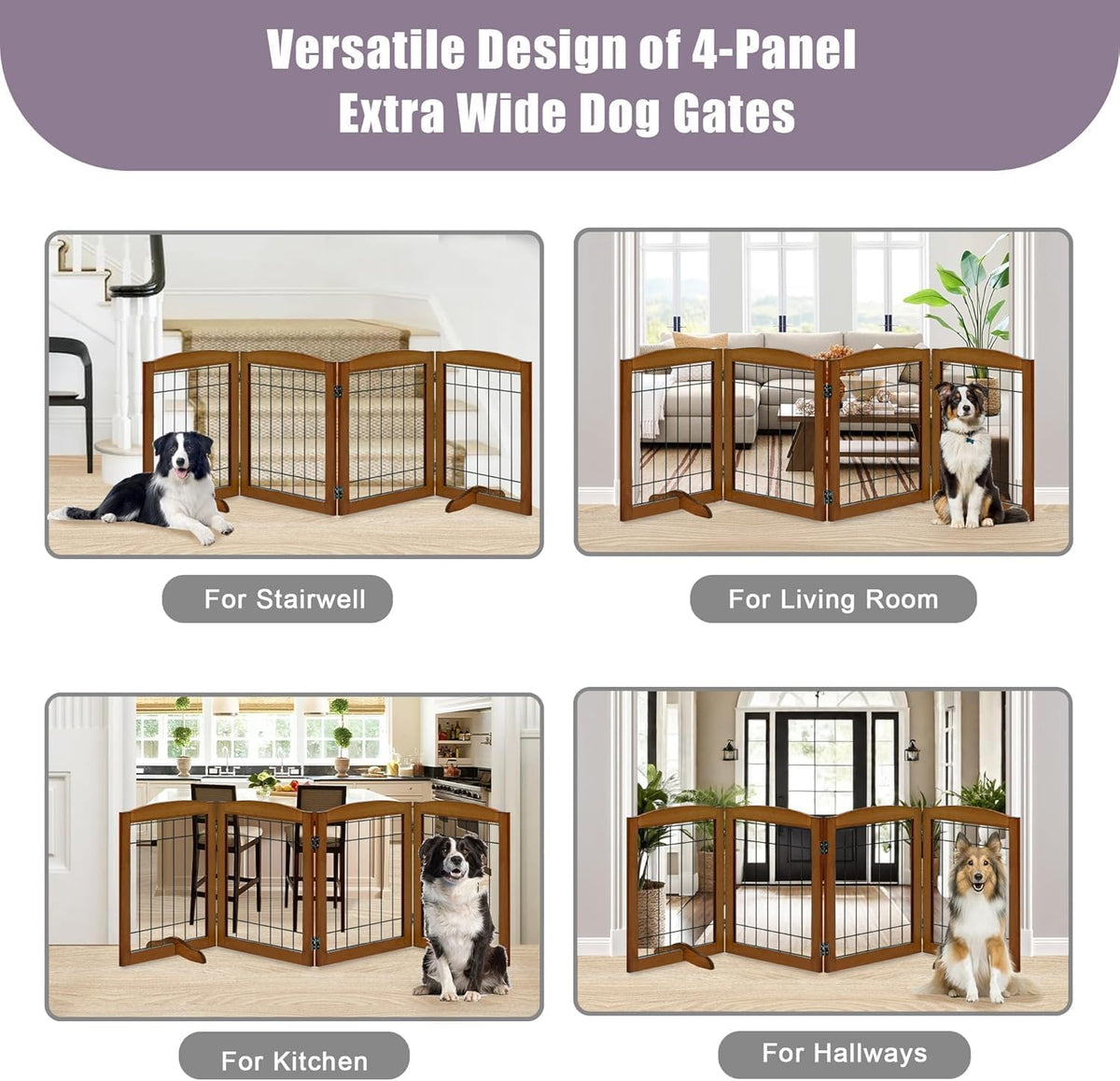 LZRS Temporary Gate in 30"Height-4 Panel, Black