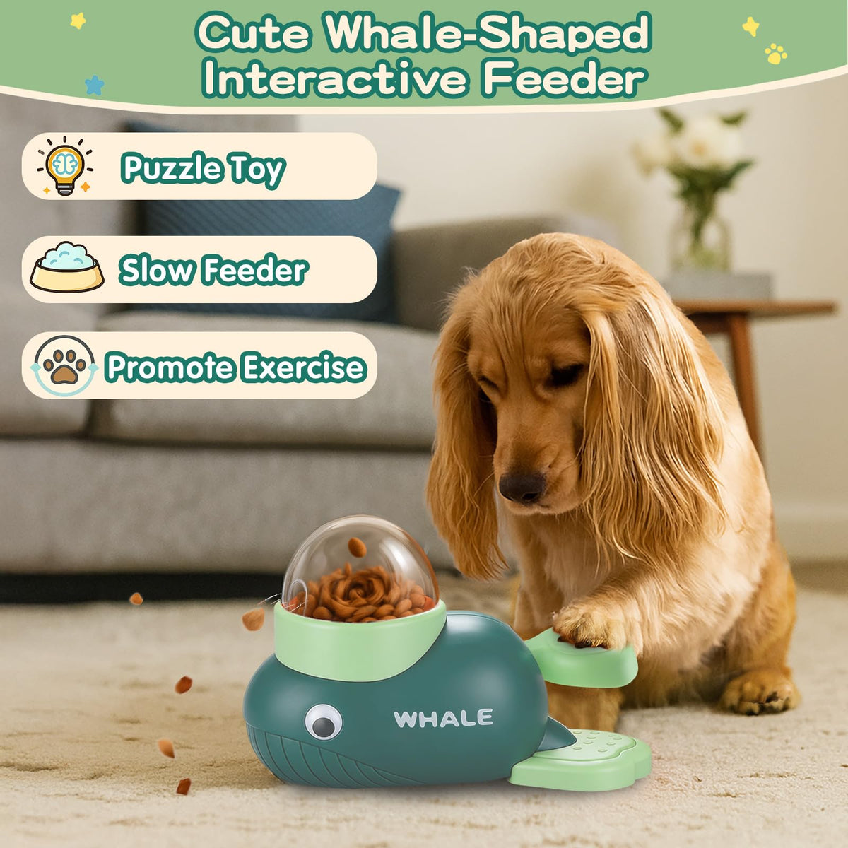 Star&Mi Pet Feeder in Whale-Green