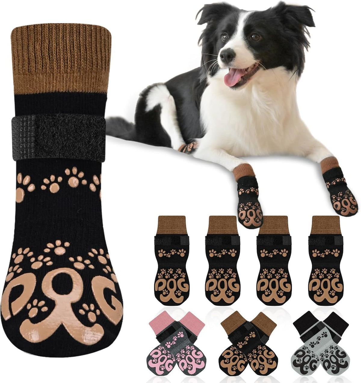 ROUWINNE Paw Hoof Protector in S(Pack of 4), Black and Caramel