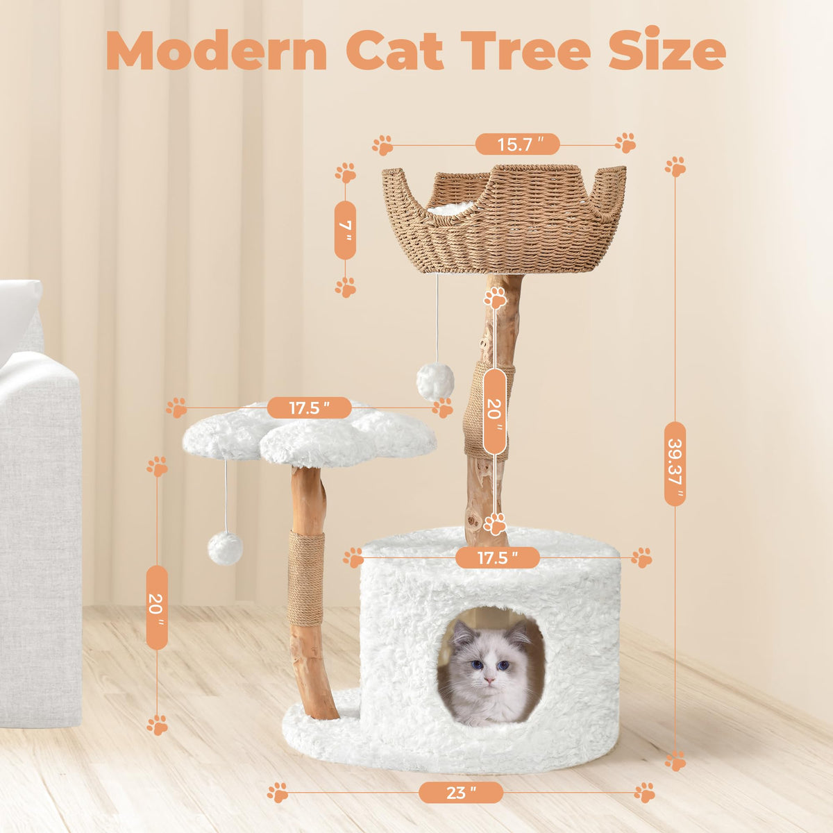 Easyego Pet Activity Structure in 39.3'', White