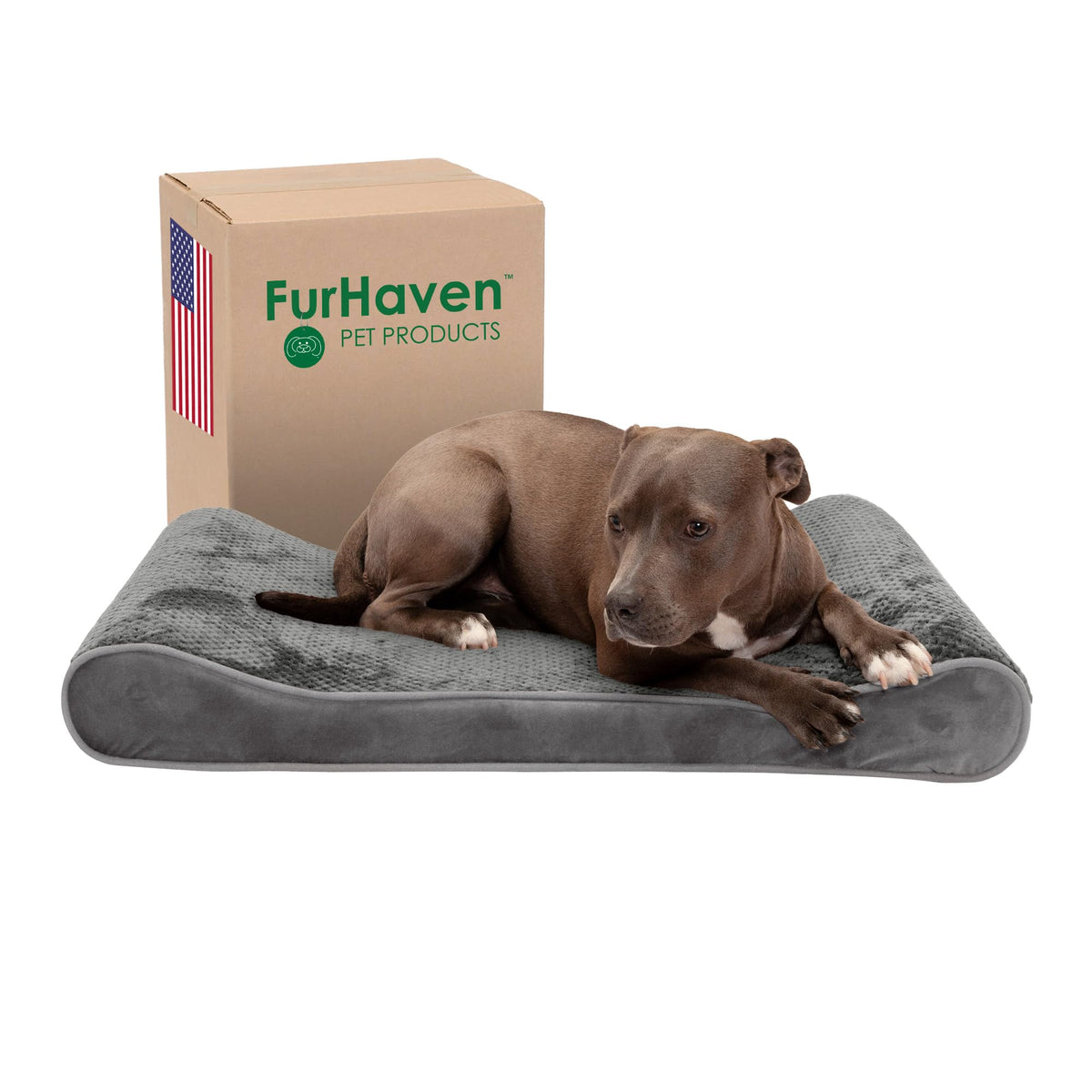 Furhaven Pet Bed Mat in Large, Minky Plush & Velvet (Gray)