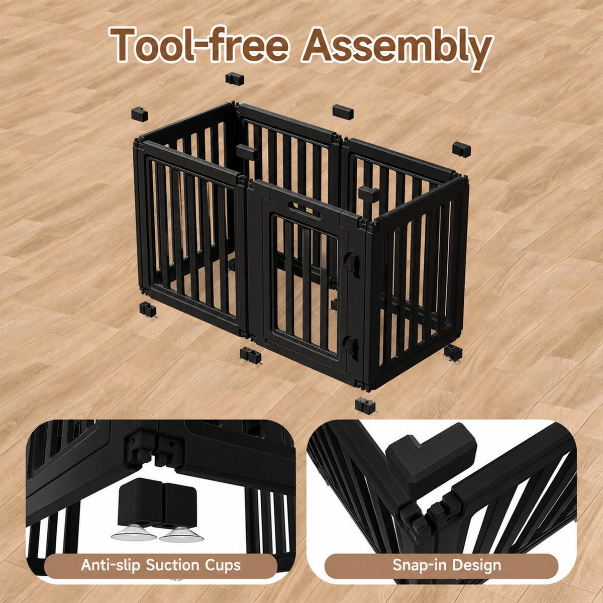 everfront Pet Playpen in 24", Black