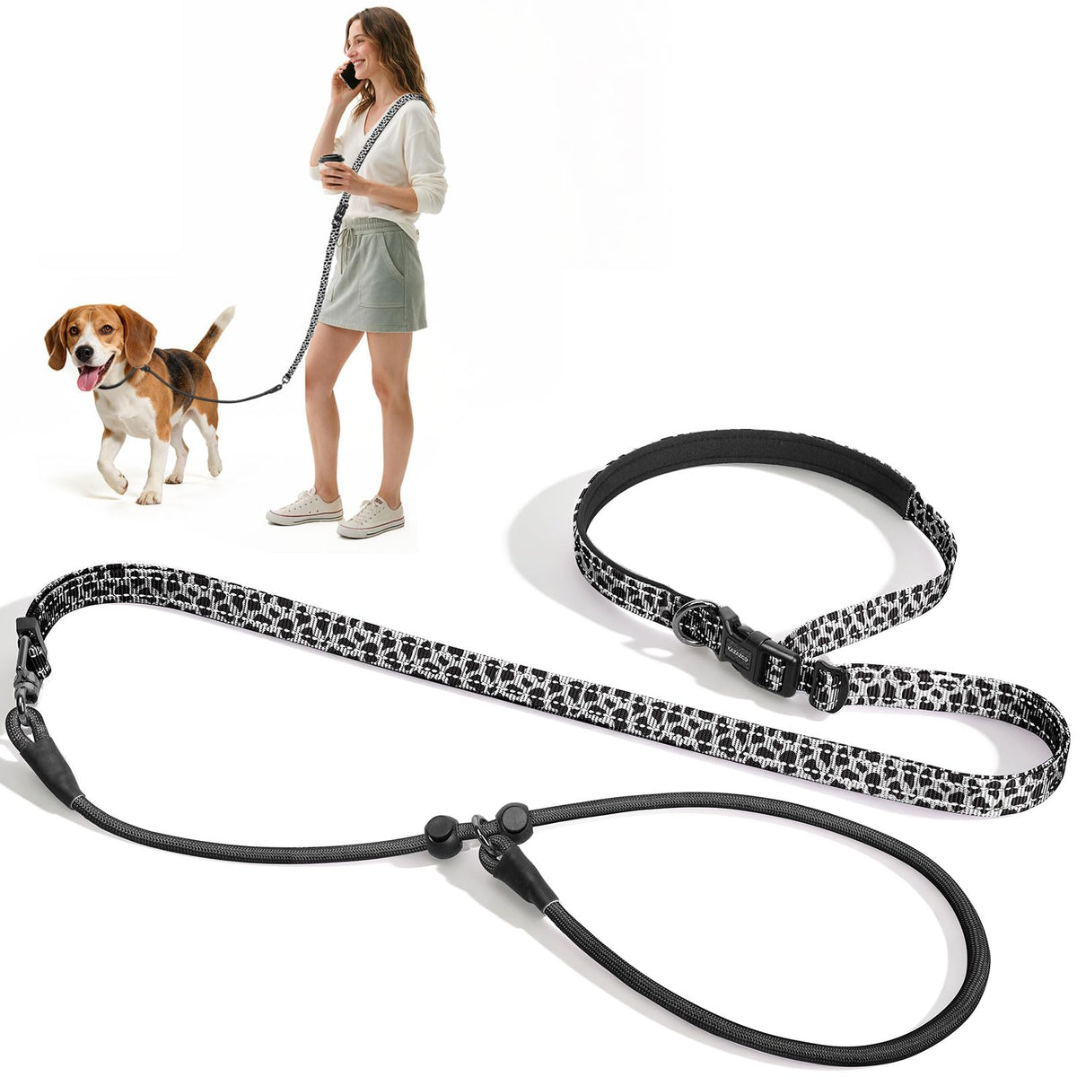 kazazoo Leash in Adjustable (5.5ft to 8.5ft), Cow