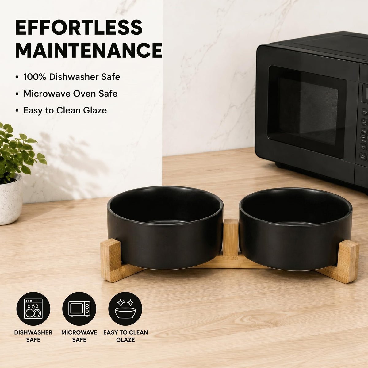SPUNKYJUNKY Pet Feeder in 5 cups, Black × 2