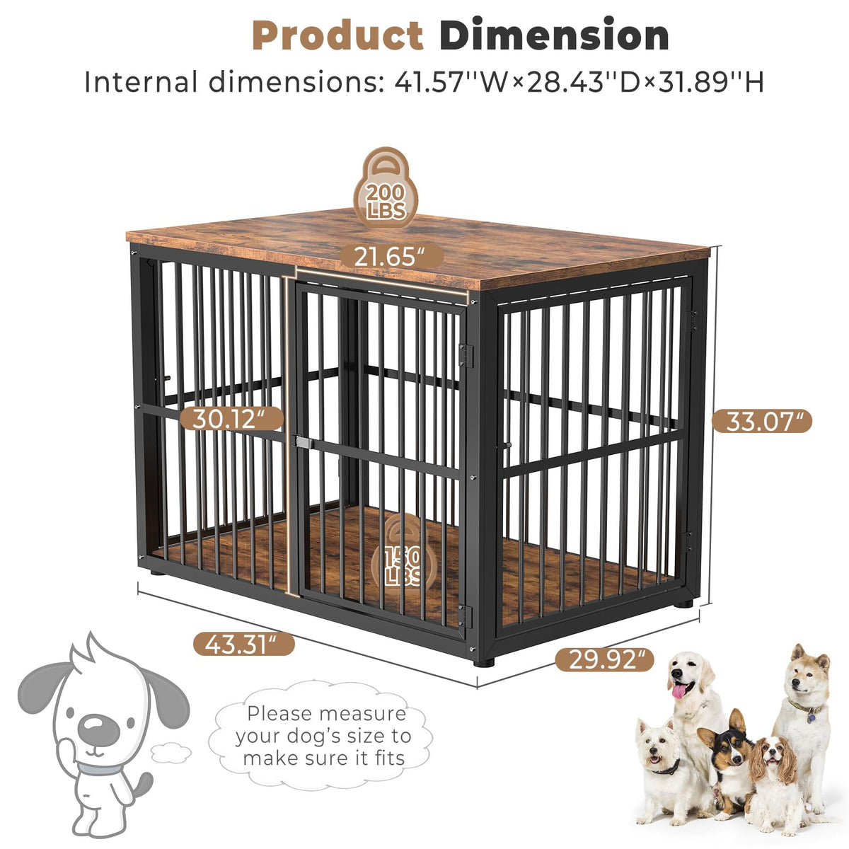 Lyromix Animal Cage in 43.3"L x 29.9"W x 33.1"H, Brown