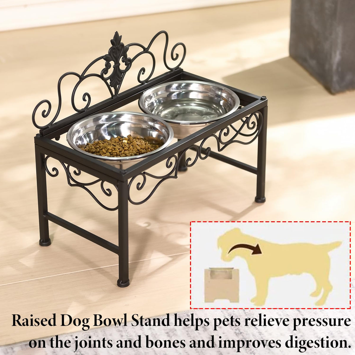 Aifeorzo Pet Feeder in 9" Height Matte Black, Matte Black
