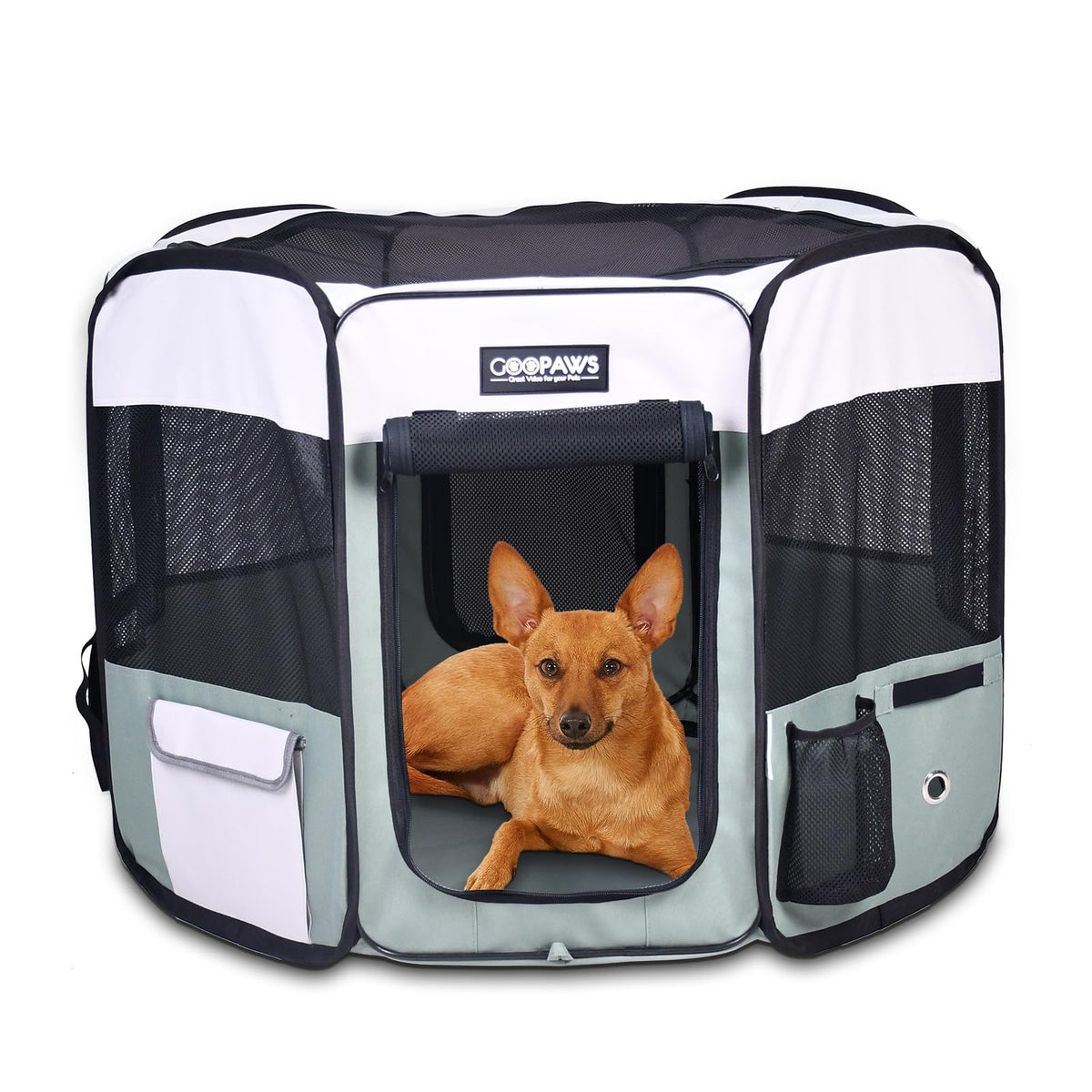 JESPET Pet Playpen in 36x36x24 Inch (Pack of 1), Shale Green