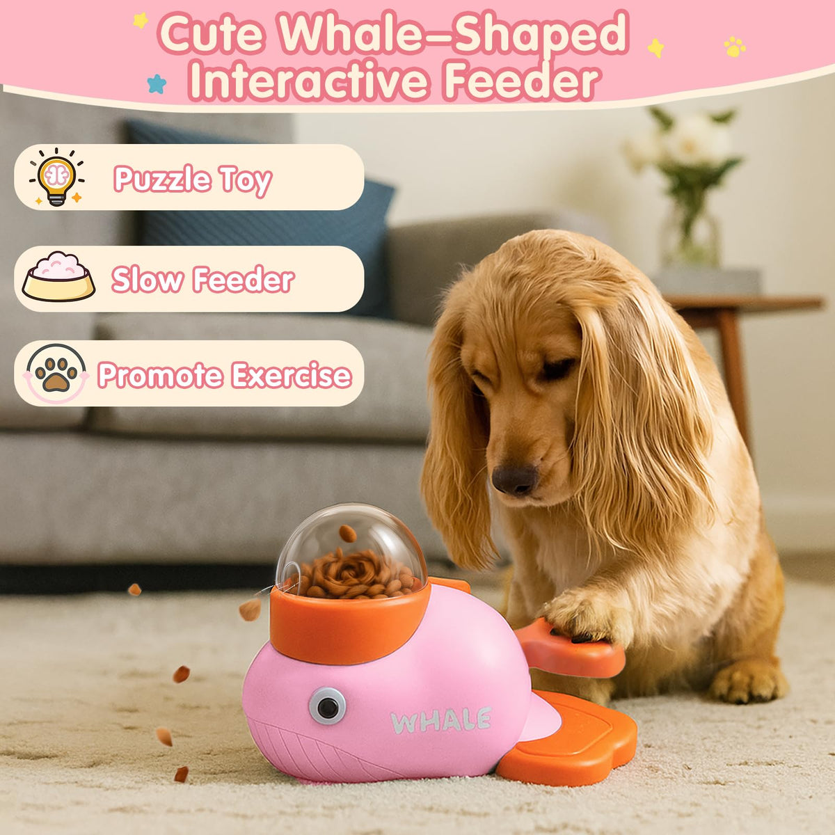 Star&Mi Pet Feeder in Whale-Pink