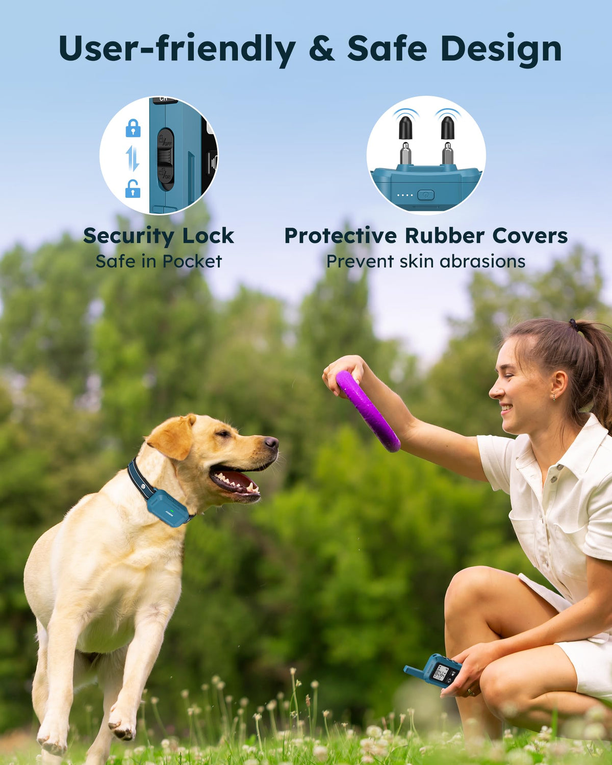 Jugbow Animal Collar in 7.8-24.4 inches, Blue 2 pack