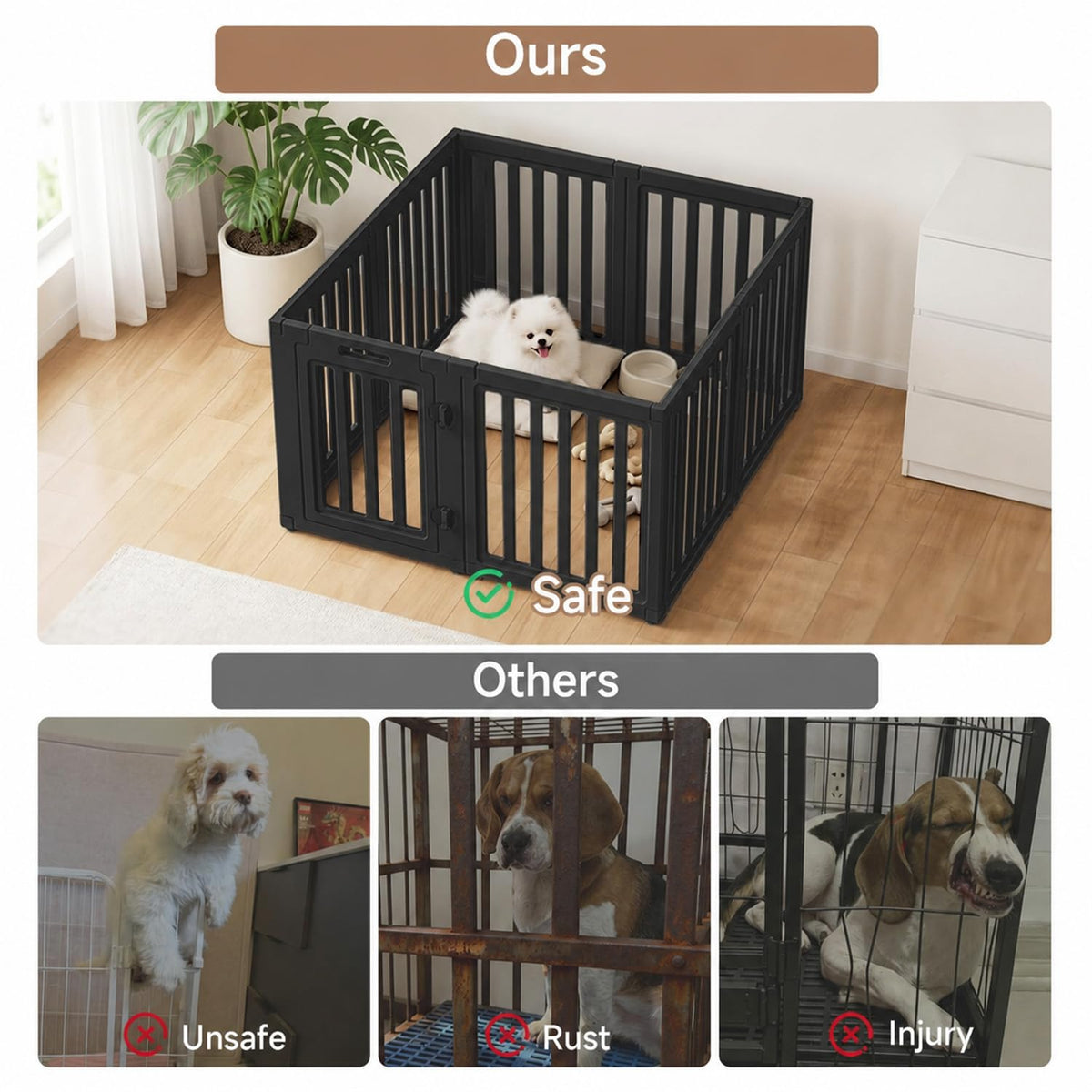 everfront Pet Playpen in 24", Black