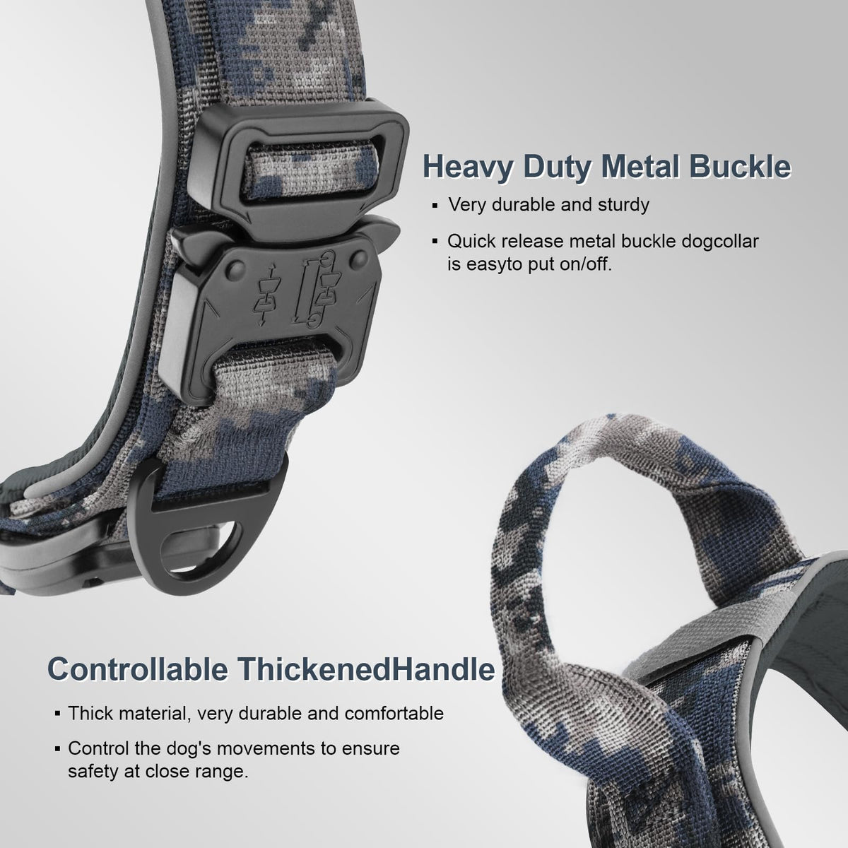YaoTya Animal Collar in M(15"-18.5"), Camouflage Grey