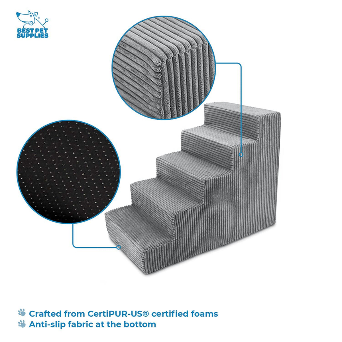 Best Pet Supplies Animal Stair in H: 22.5 Inches, Gray