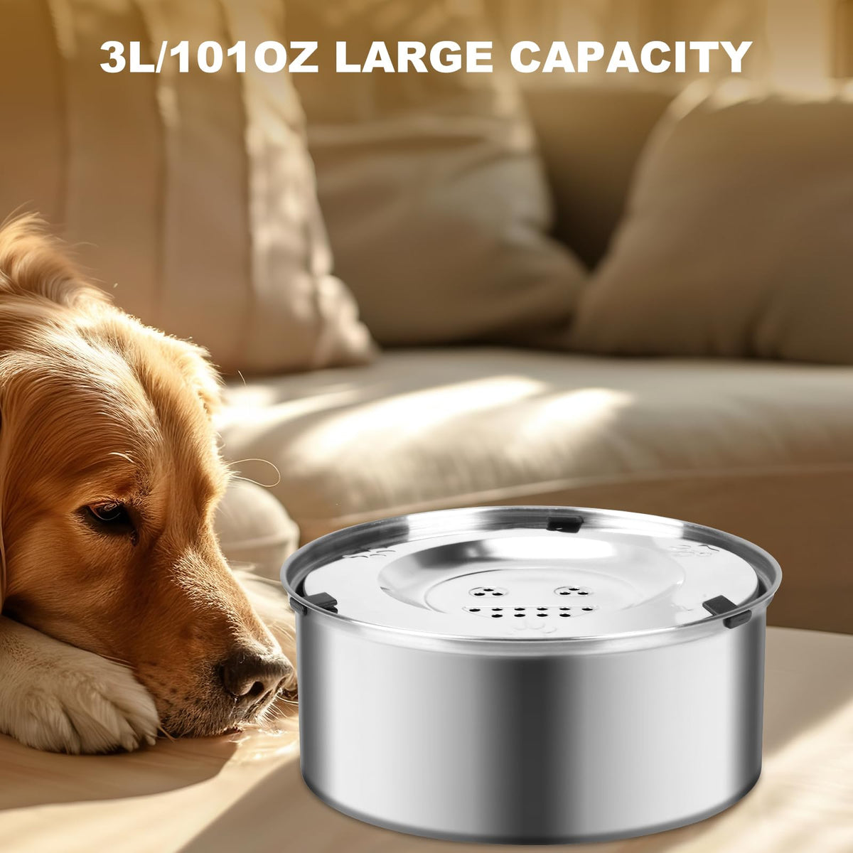 LQPBDFDC Animal Water Dispenser in Round, silver