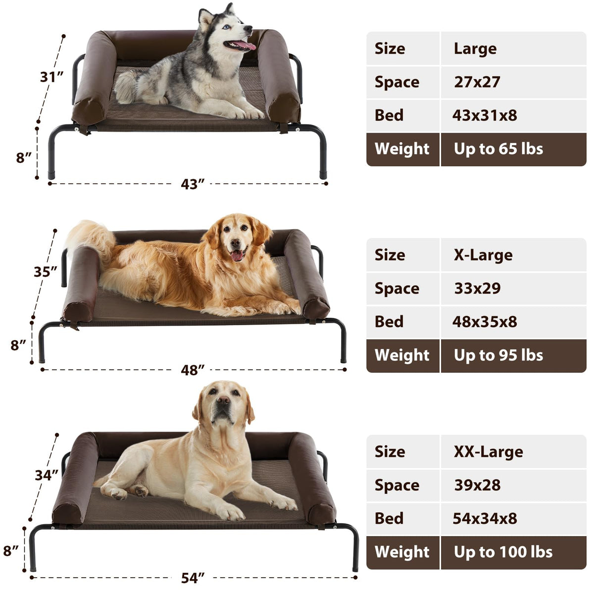RRPETHOME Pet Bed Mat in 54.0"L x 34.0"W x 8.0"Th, Brown