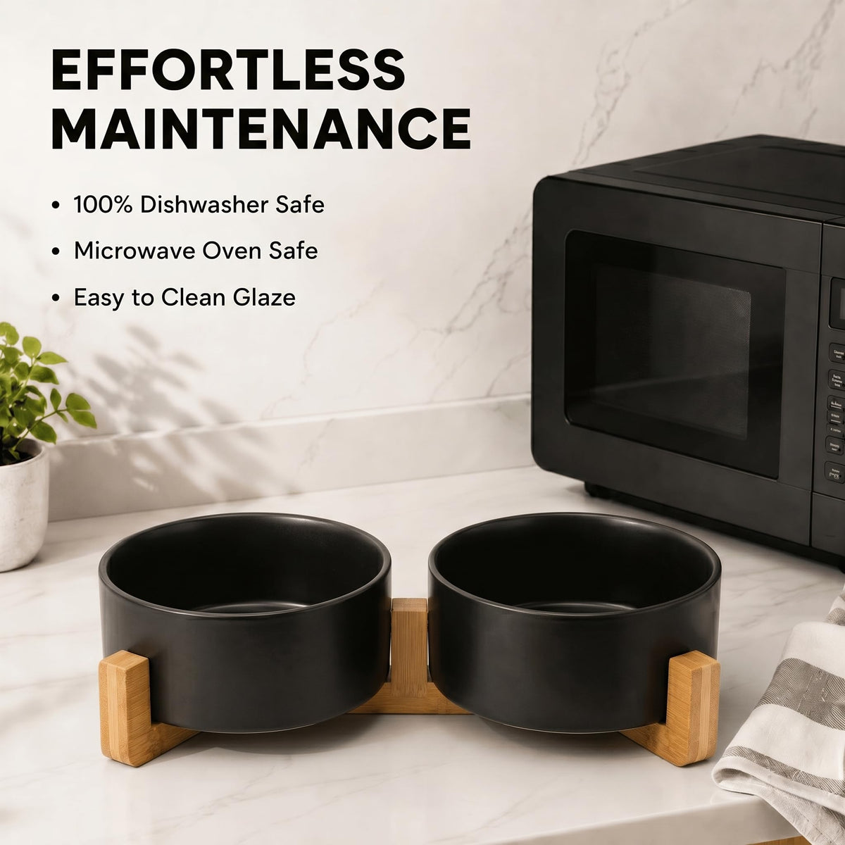 SPUNKYJUNKY Pet Feeder in 3.6 cups, Black × 2