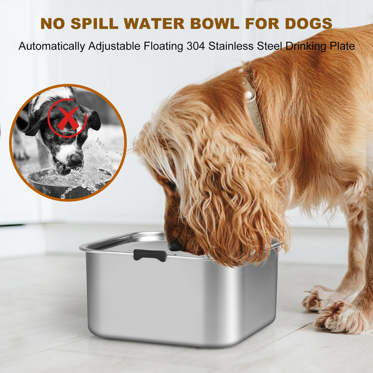 LQPBDFDC Animal Water Dispenser in Square, Dog Water Bowl