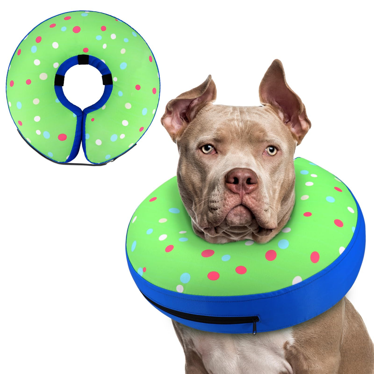 Supet Animal Recovery Collar Cone in XXL(Neck 18.5"-23.5"), Donut Green