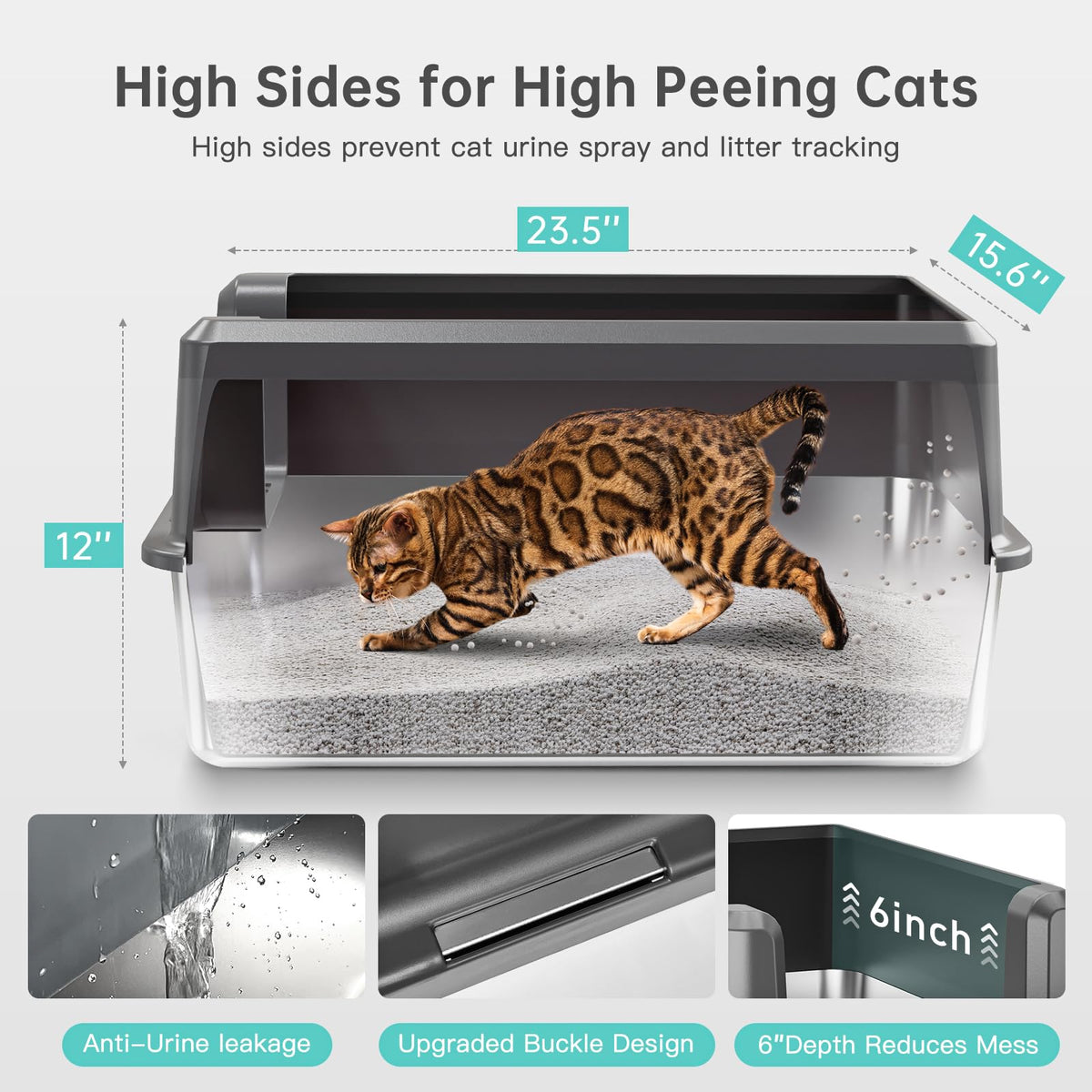 WoofiGo Litter Box in X-Large, 5 - Dark Gray (Pack of 1)