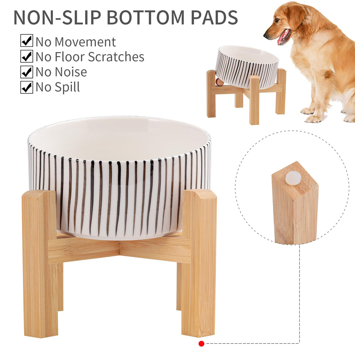DJJJOOYS Pet Feeder in Slanted Small Dog Bowl, vertical stripe
