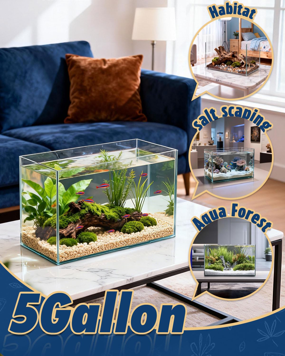 minilake Vivarium in 5 Gallon, Transparent