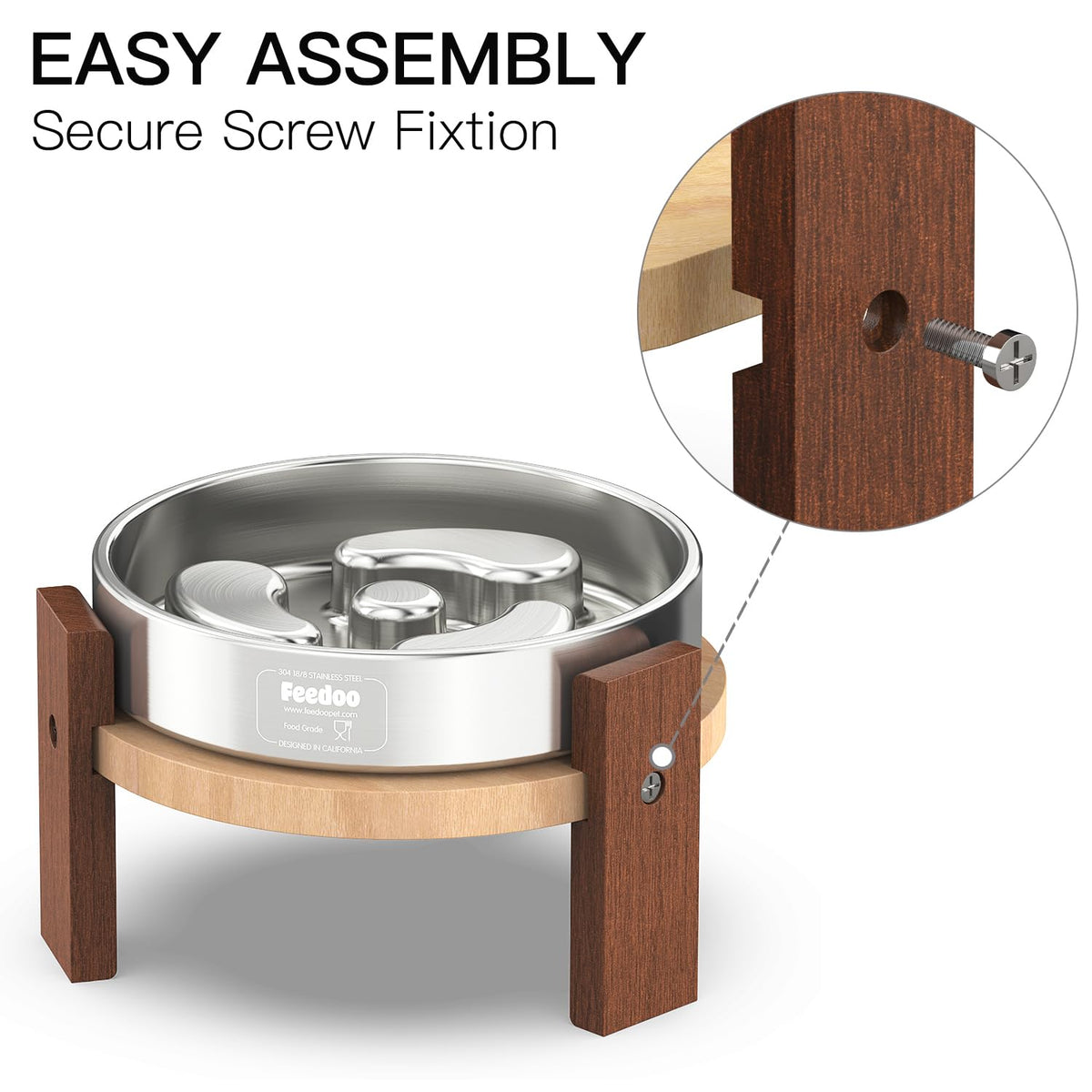 Feedoo Pet Feeder in 4'' Height Stand, 4" Height 1Cup Slow Feeder