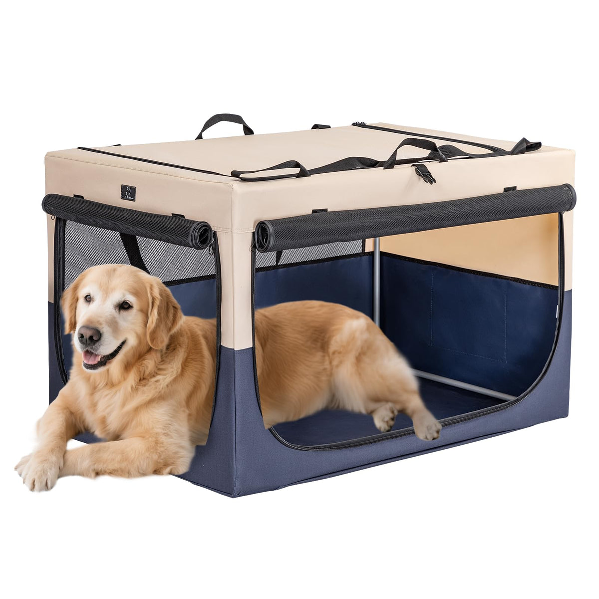 A 4 Pet Animal Cage in 40.0"L x 25.0"W x 25.0"H, Blue+Beige