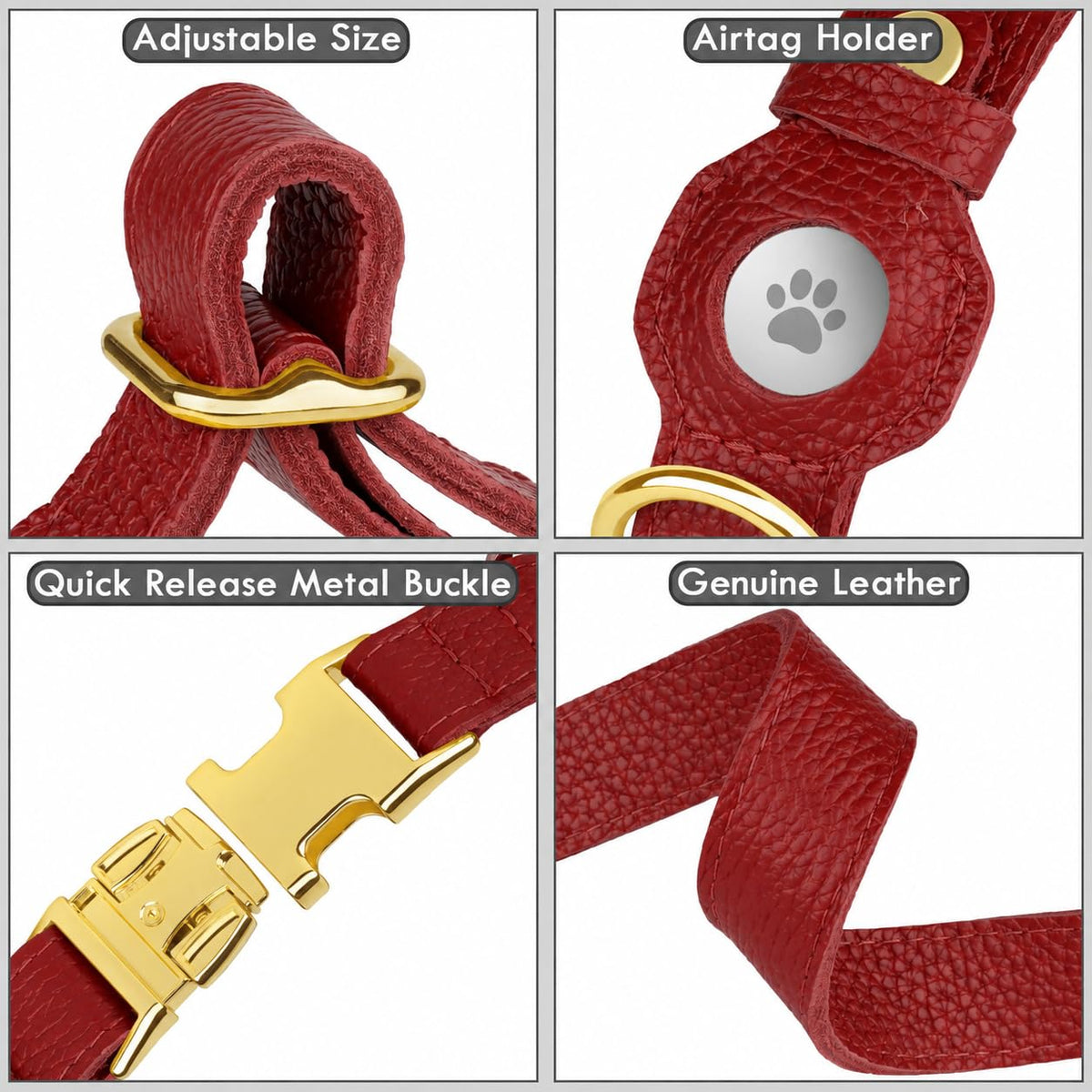 BUDKAS Animal Collar in XS, 9"-12" Neck Fit, Red