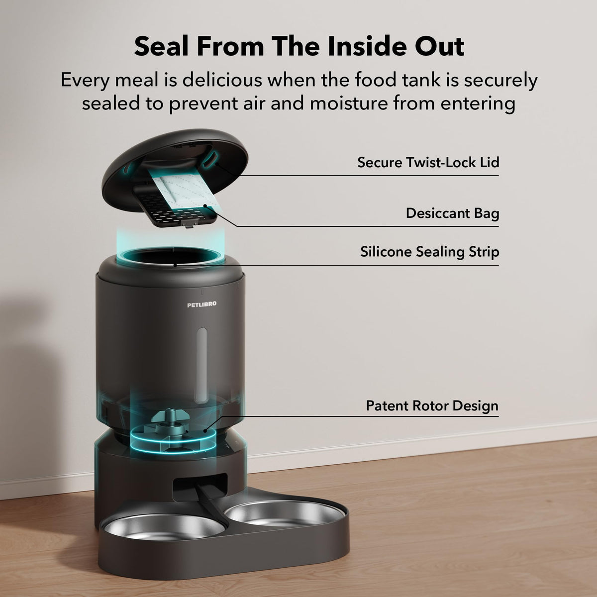 PETLIBRO Pet Feeder in Dual Tray with WiFi, Black
