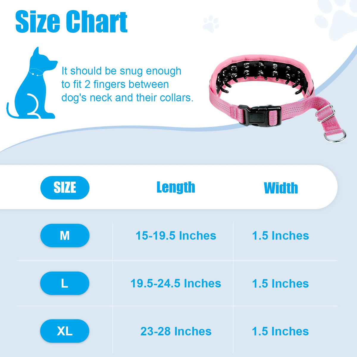 NozlaID Animal Collar in XL(23"-28"), Pink