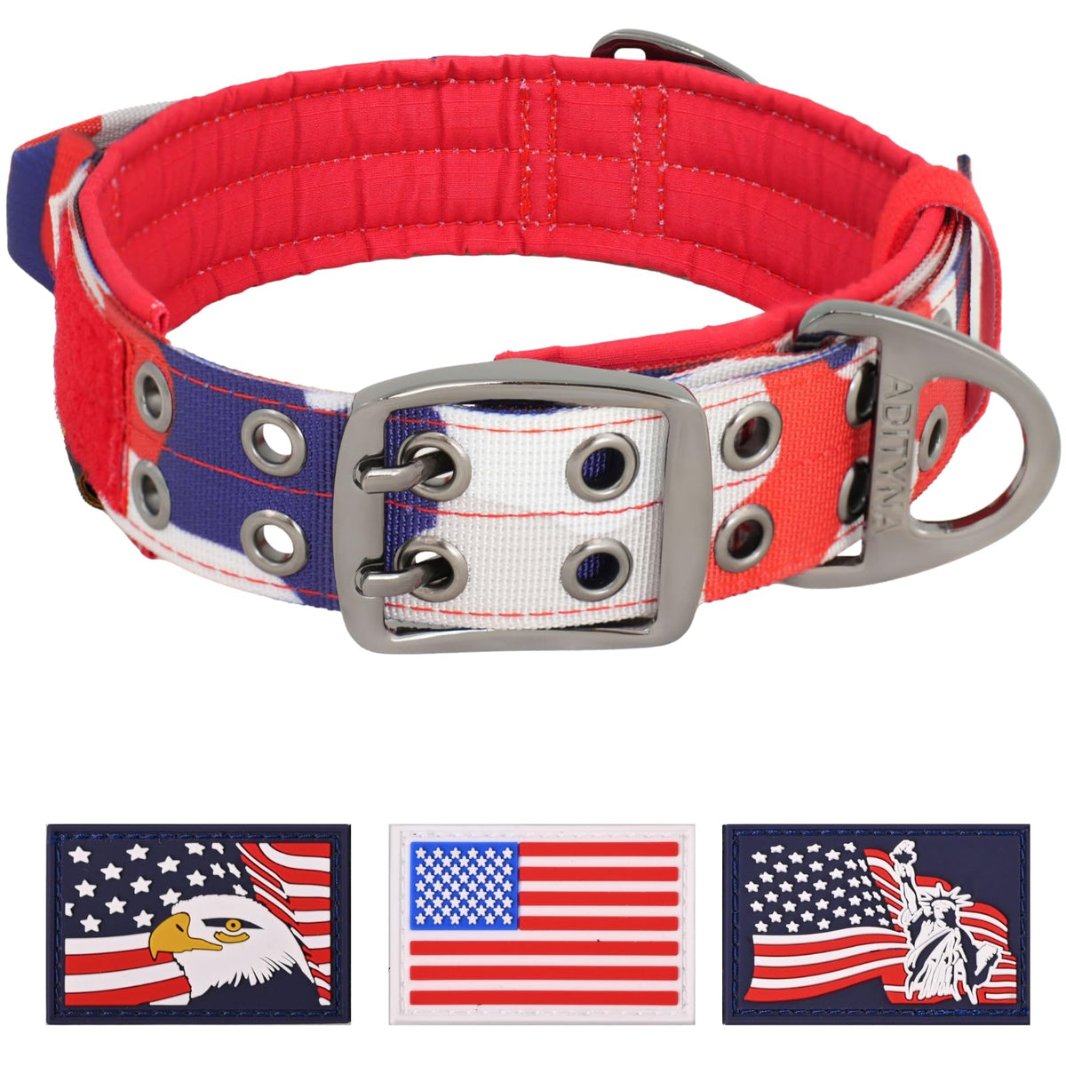 ADITYNA Animal Collar in Extra-Large: Fit 24-30" Neck, Camo Red Blue
