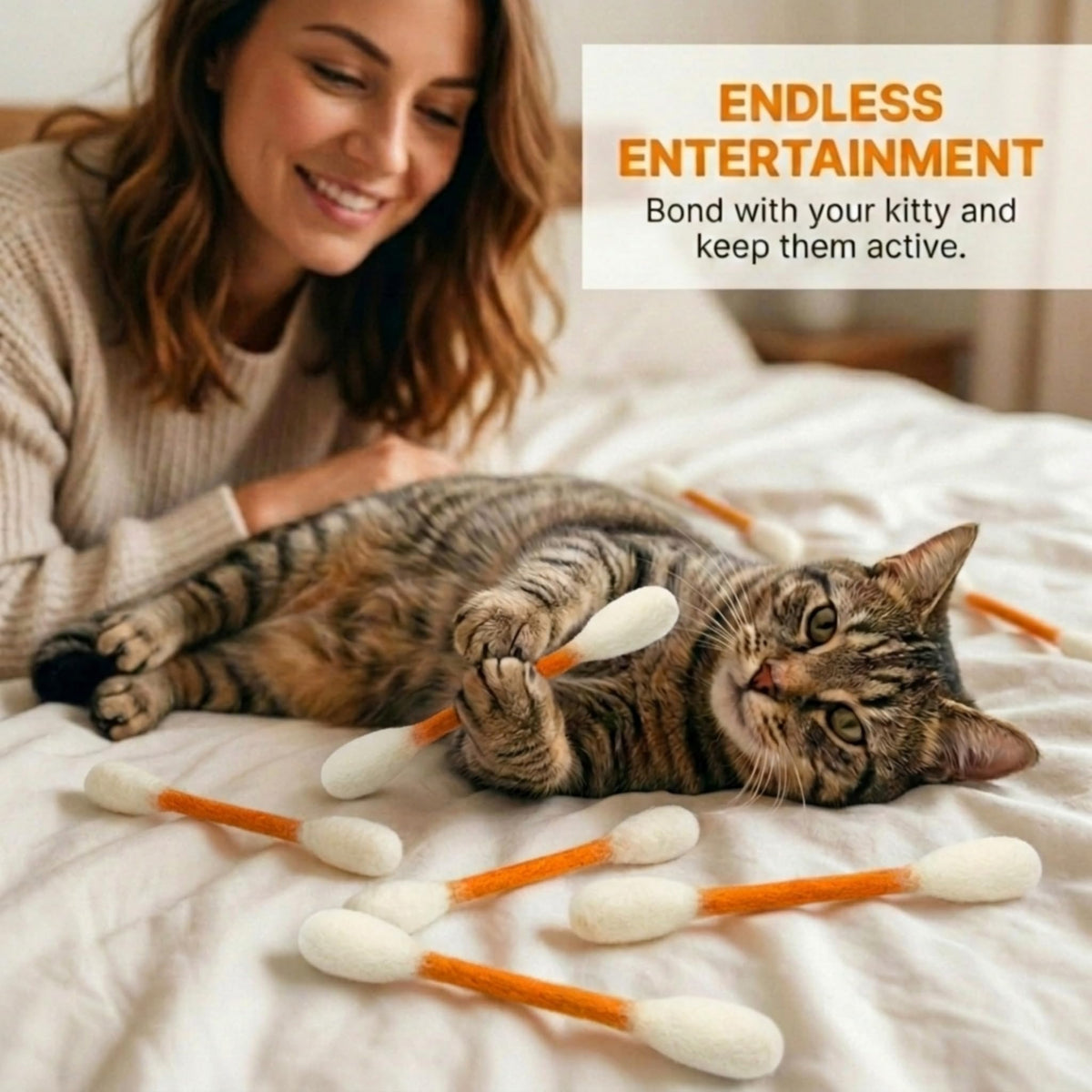 Glaciart One Pet Toy in Regular, Orange Swabs