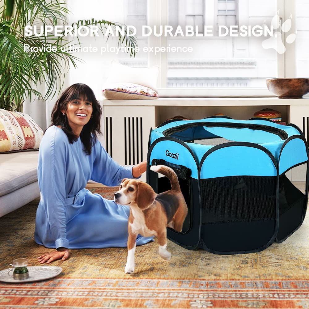 Goozii Pet Playpen in S [29" x 29" x 17"], Blue