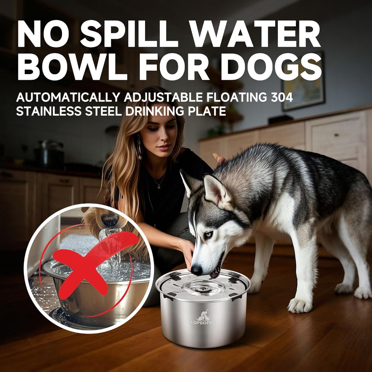 LQPBDFDC Animal Water Dispenser in 5.6L-Round, silver