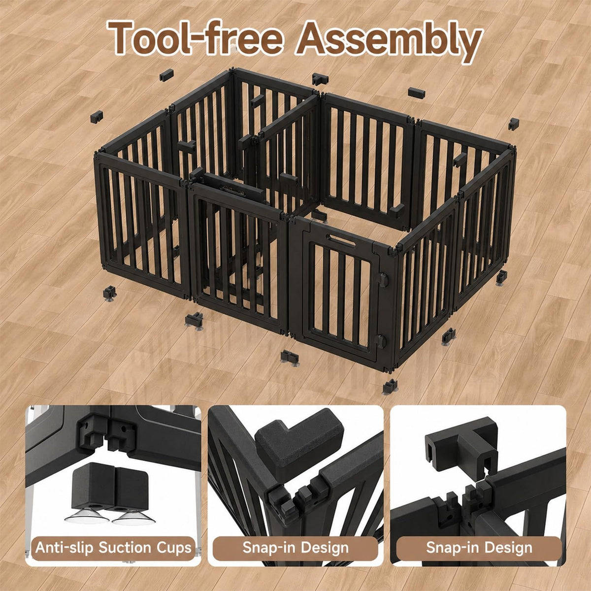 everfront Pet Playpen in 24", Black