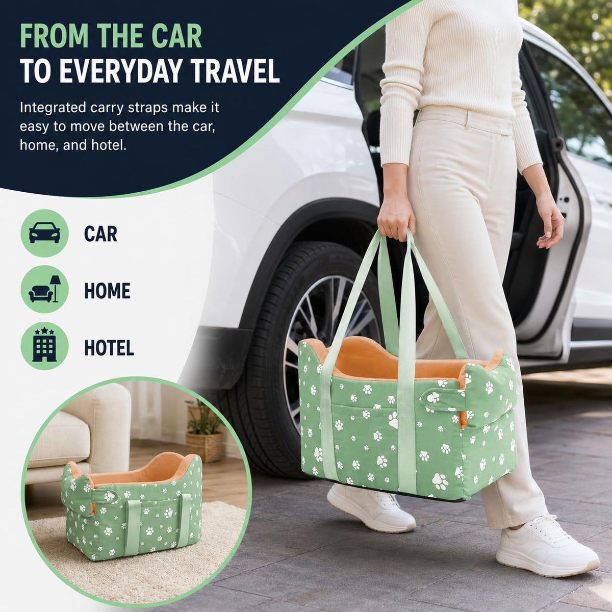 Cullaby Pet Seat in Small, Green