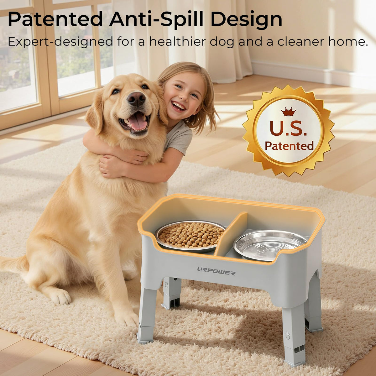 URPOWER Pet Feeder in Medium, Light Grey