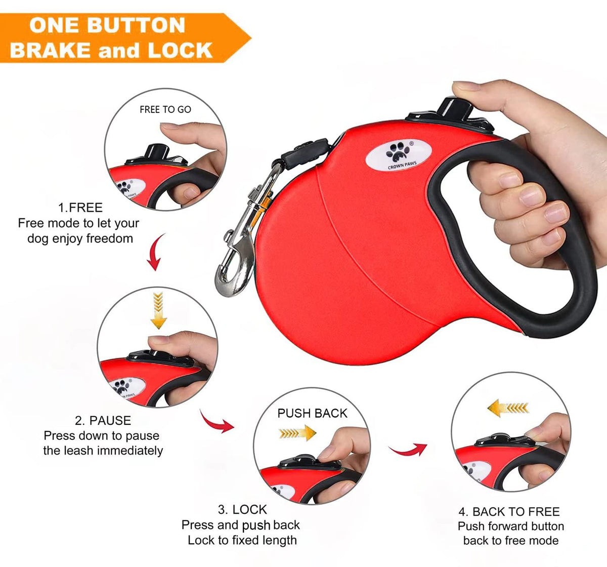 CROWN PAWS Leash in Large, Red
