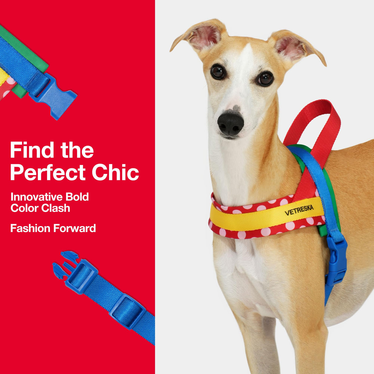 VETRESKA Animal Harness in XS(Chest: 16.9"-22"), Chroma Red