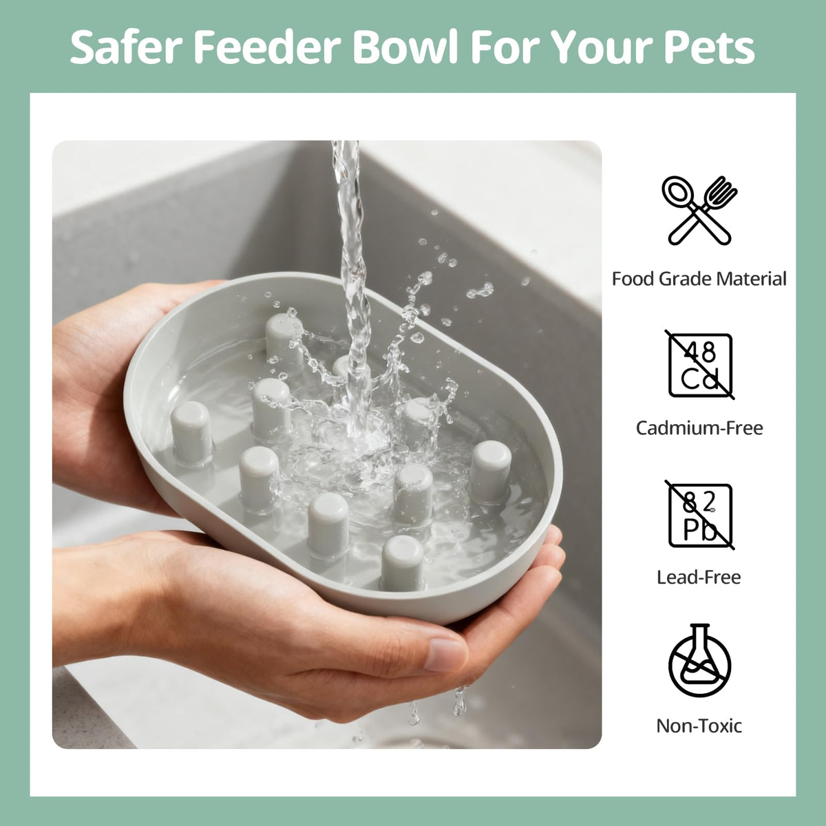 Baofum Pet Feeder in 2+1 Pack, Gray Bowls