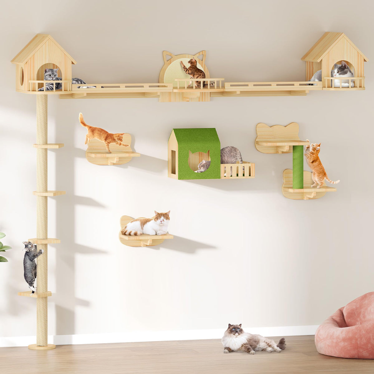 YITAHOME Pet Activity Structure in 21 pieces, Burlywood