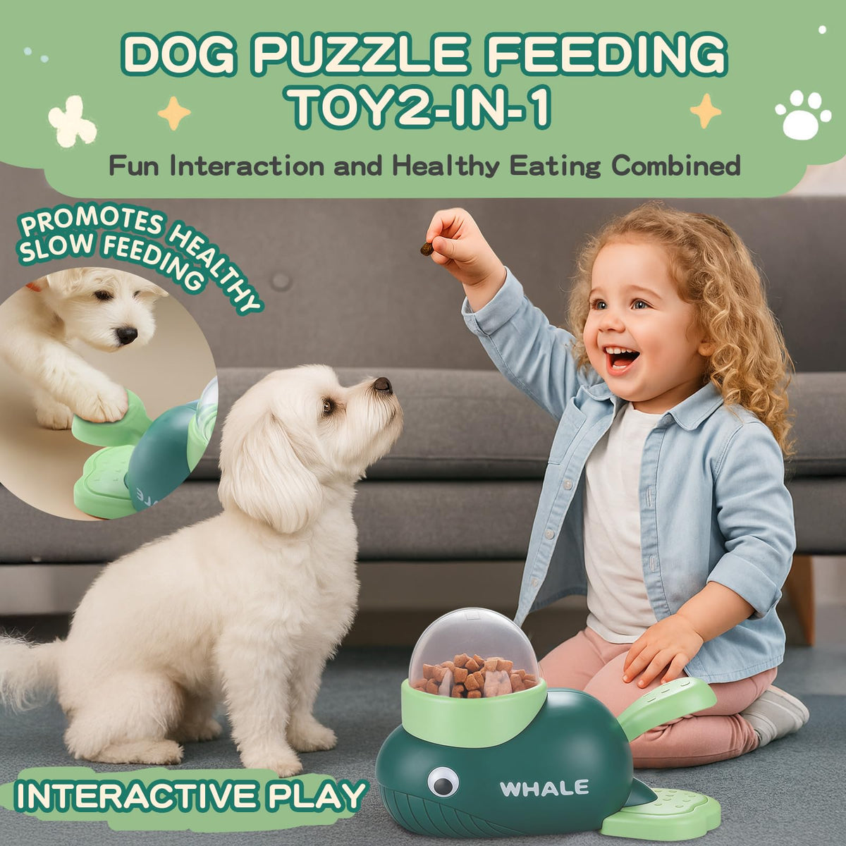 Star&Mi Pet Feeder in Whale-Green