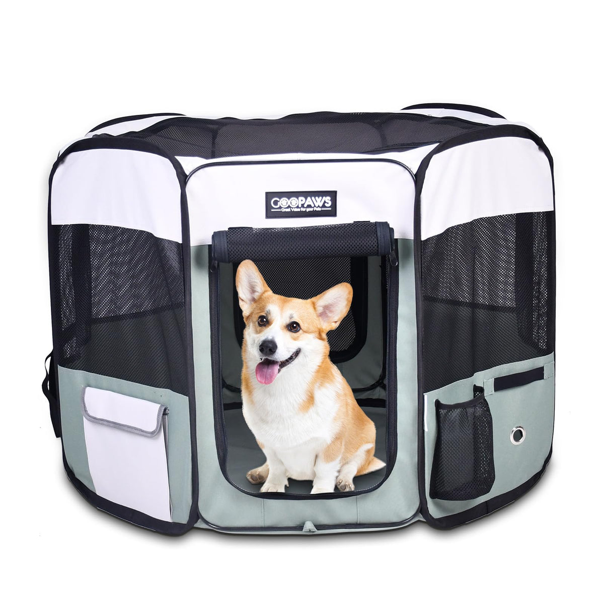 JESPET Pet Playpen in 45x45x24 Inch (Pack of 1), Shale Green